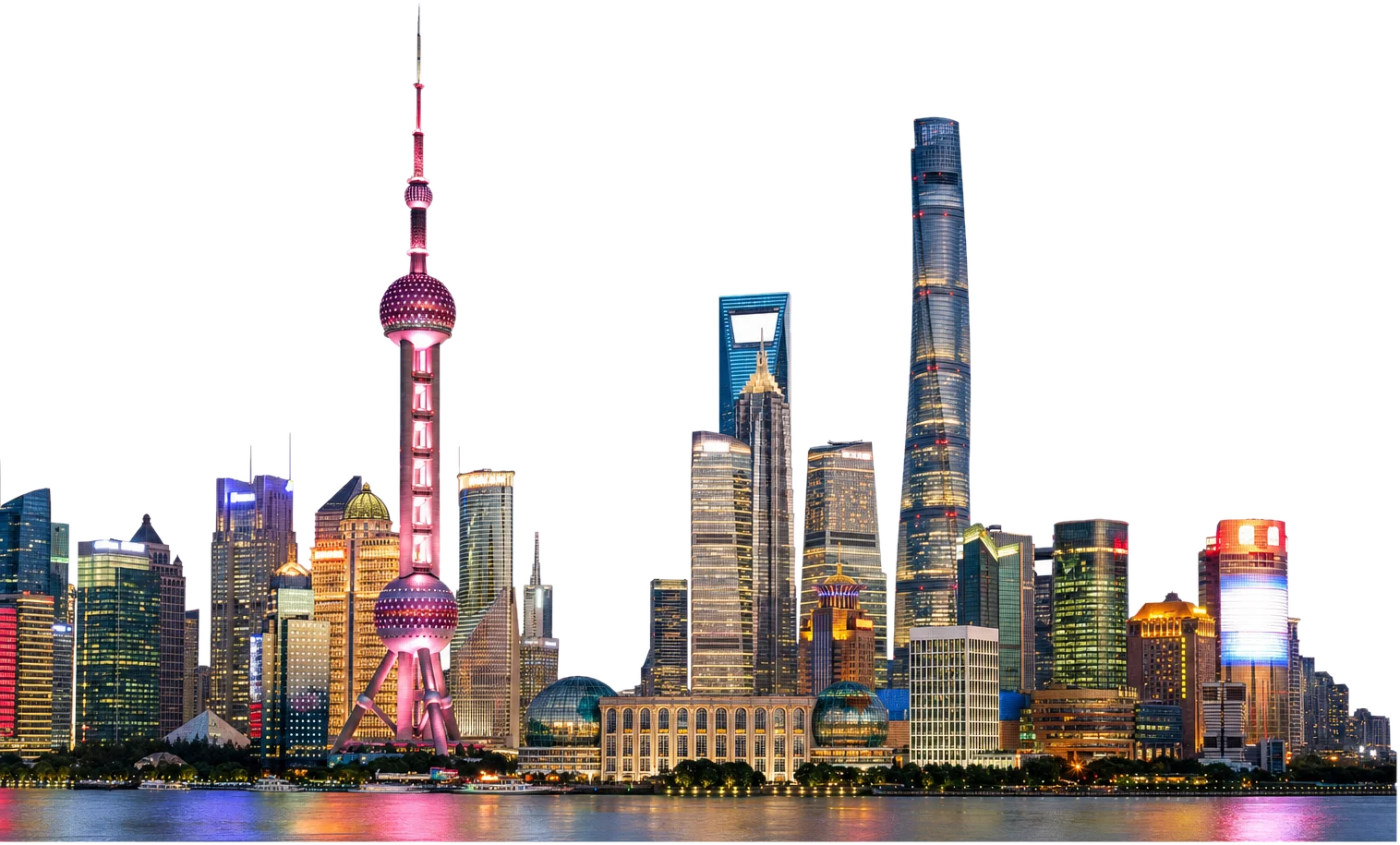 shanghai skyline at dusk